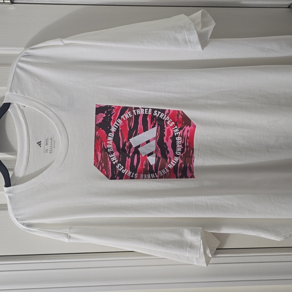 ADIDAS BRAND MEN'S BIG AND TALL SHORT SLEEVE WHITE TEE-SHIRT SIZE 4XL